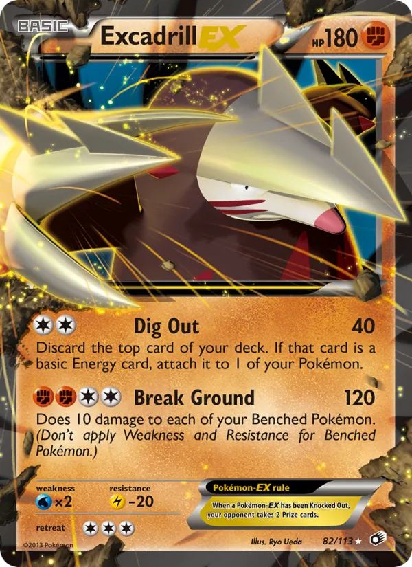 Carta Excadrill-EX, número 82/113 da coleção Tesouros Lendários
