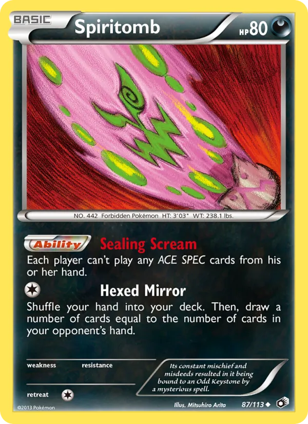 Carta Spiritomb, número 87/113 da coleção Tesouros Lendários