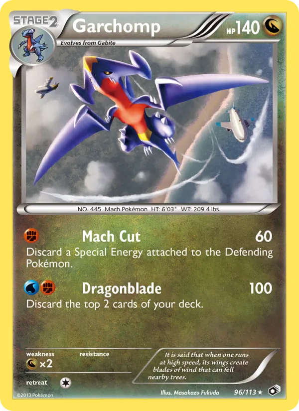 Carta Garchomp, número 96/113 da coleção Tesouros Lendários