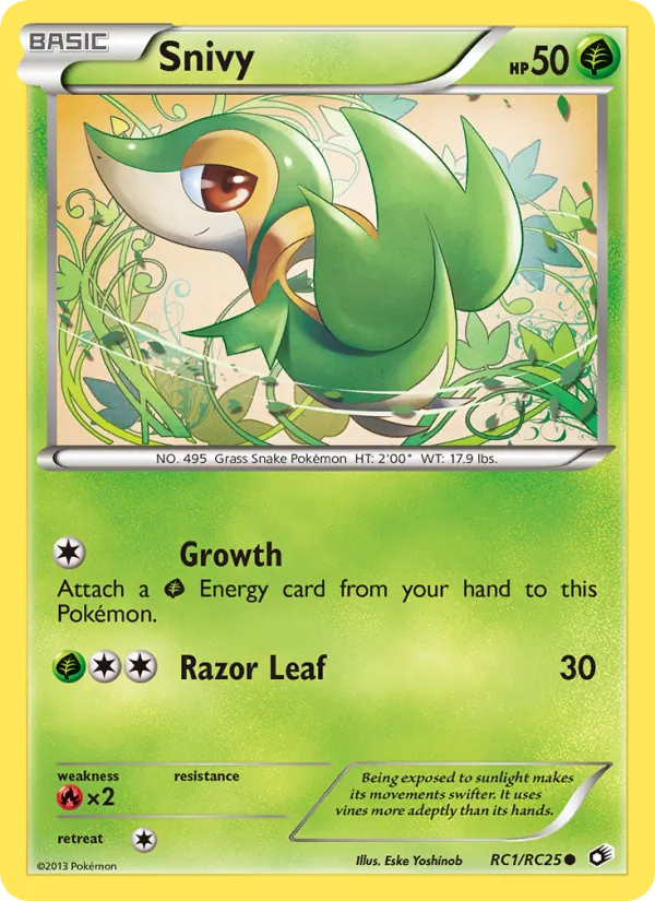 Carta Snivy, número RC1/113 da coleção Tesouros Lendários