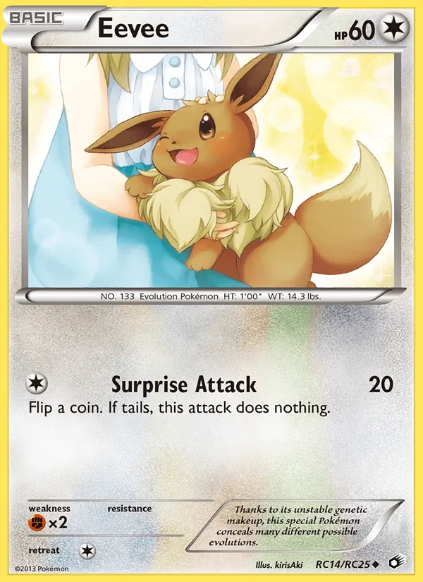 Carta Eevee, número RC14/113 da coleção Tesouros Lendários