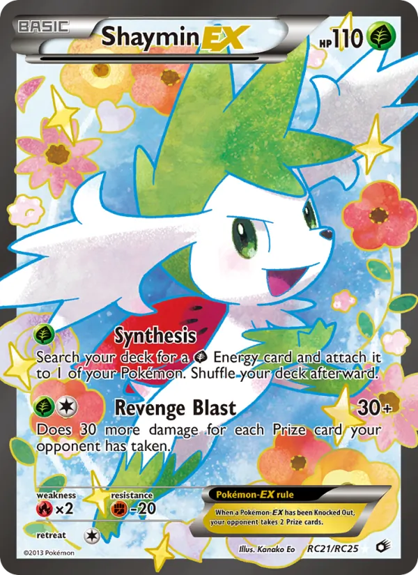 Carta Shaymin-EX, número RC21/113 da coleção Tesouros Lendários