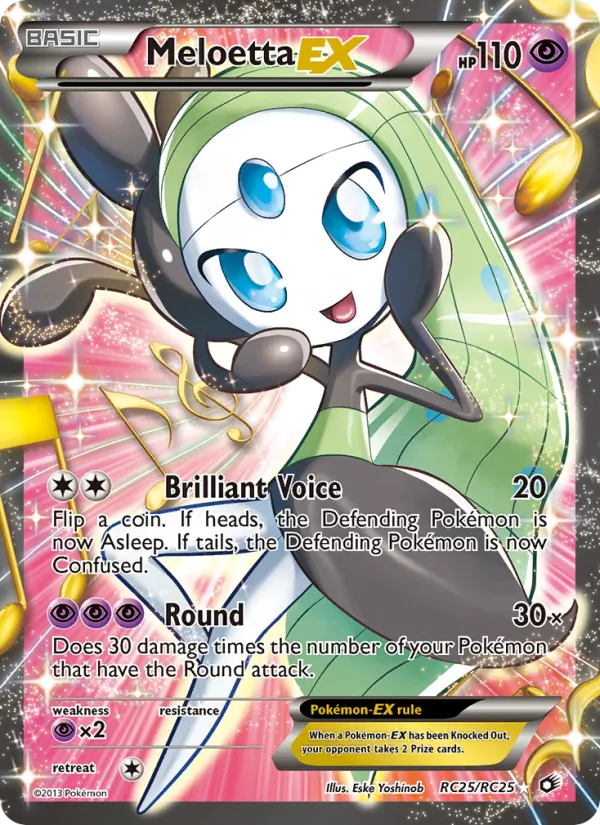 Carta Meloetta-EX, número RC25/113 da coleção Tesouros Lendários