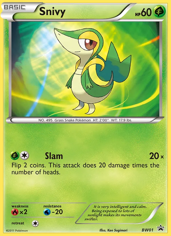 Carta Snivy, número BW01/101 da coleção BW Black Star Promos
