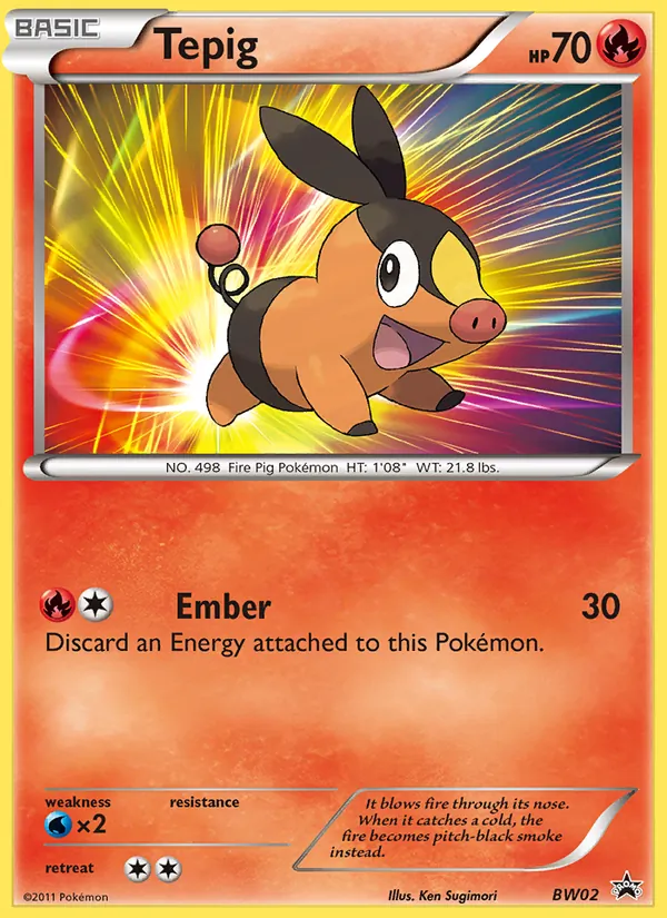 Carta Tepig, número BW02/101 da coleção BW Black Star Promos