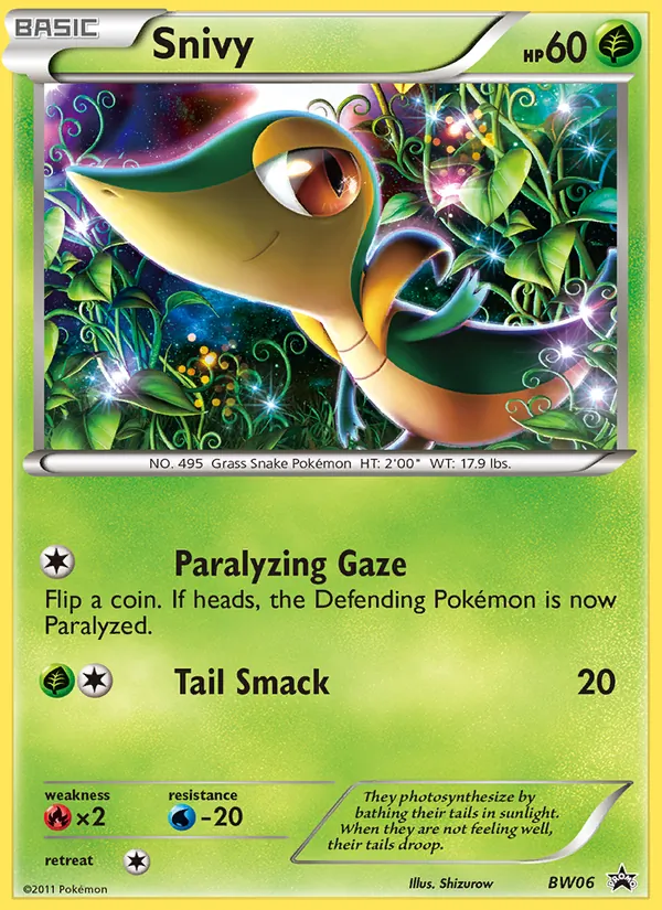 Carta Snivy, número BW06/101 da coleção BW Black Star Promos