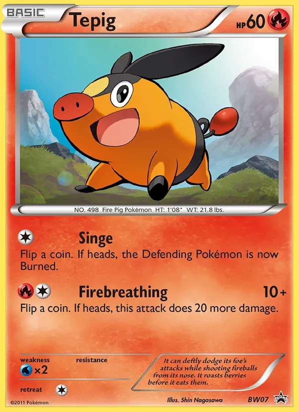 Carta Tepig, número BW07/101 da coleção BW Black Star Promos