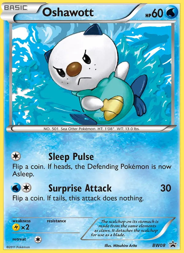 Carta Oshawott, número BW08/101 da coleção BW Black Star Promos