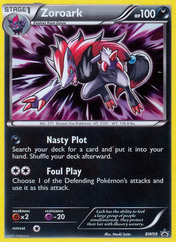 Carta Zoroark, número BW09/101 da coleção BW Black Star Promos