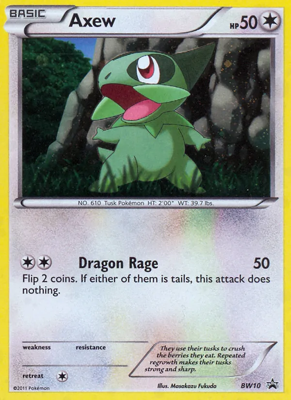 Carta Axew, número BW10/101 da coleção BW Black Star Promos