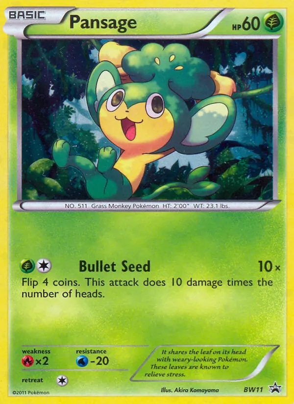 Carta Pansage, número BW11/101 da coleção BW Black Star Promos