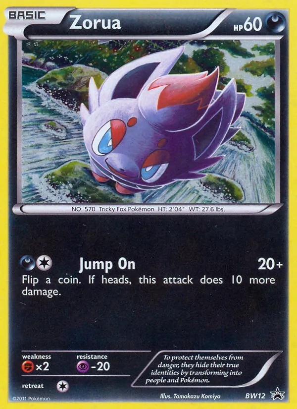 Carta Zorua, número BW12/101 da coleção BW Black Star Promos