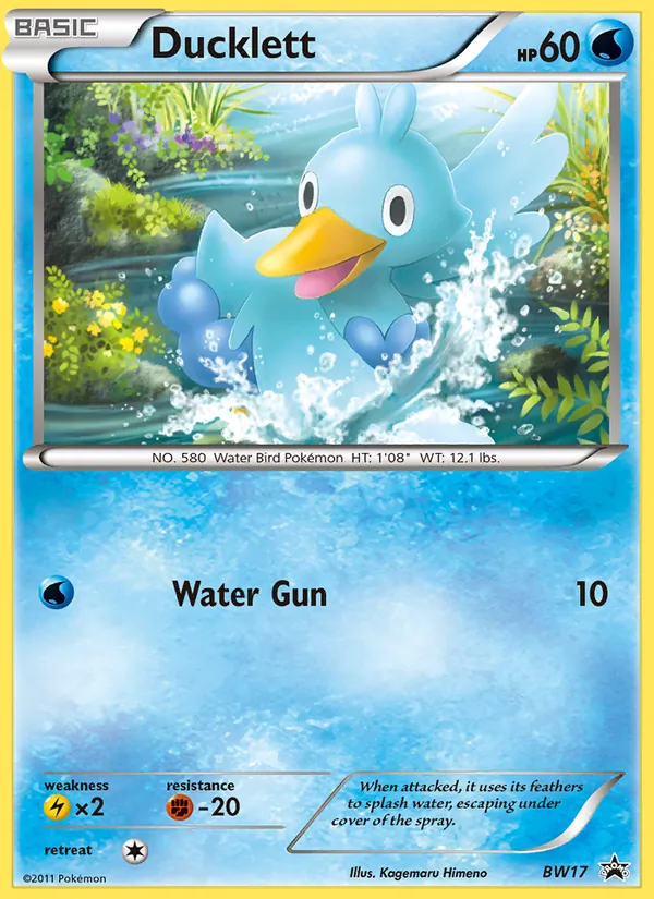 Carta Ducklett, número BW17/101 da coleção BW Black Star Promos