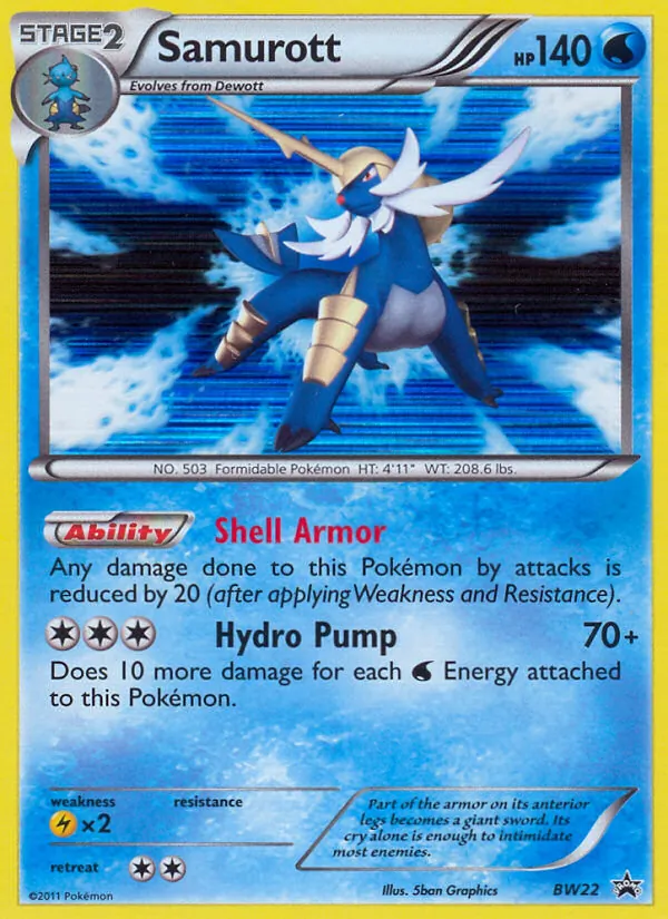 Carta Samurott, número BW22/101 da coleção BW Black Star Promos