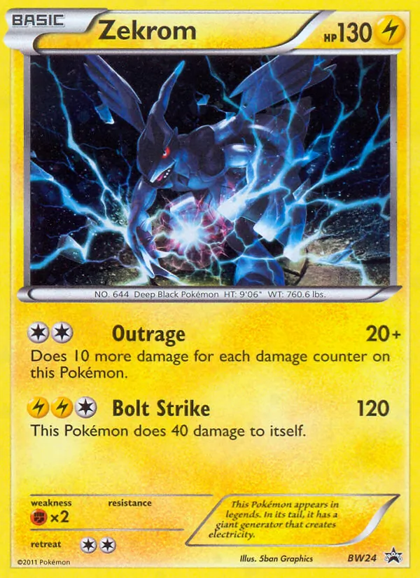 Carta Zekrom, número BW24/101 da coleção BW Black Star Promos