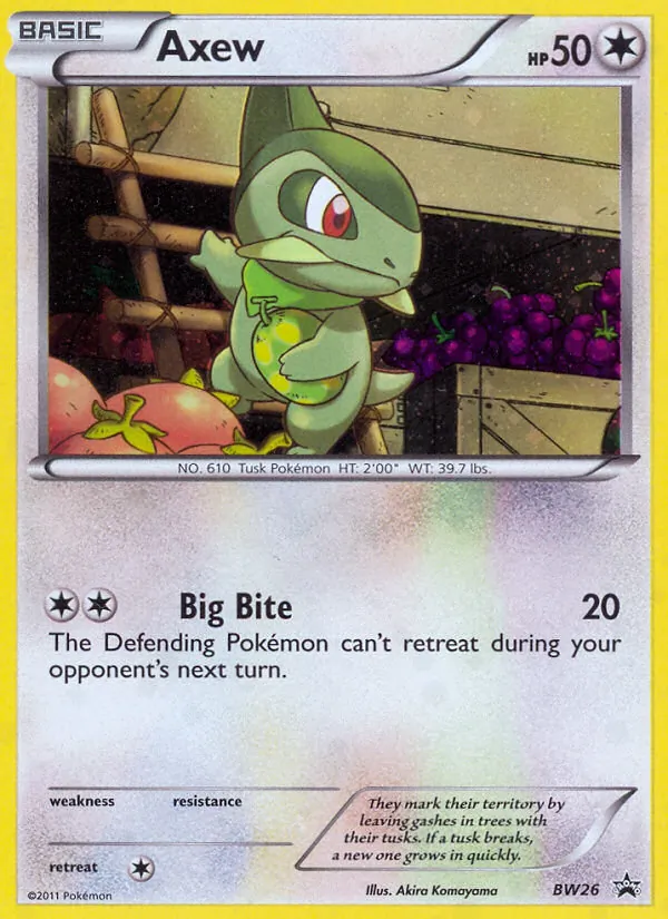 Carta Axew, número BW26/101 da coleção BW Black Star Promos