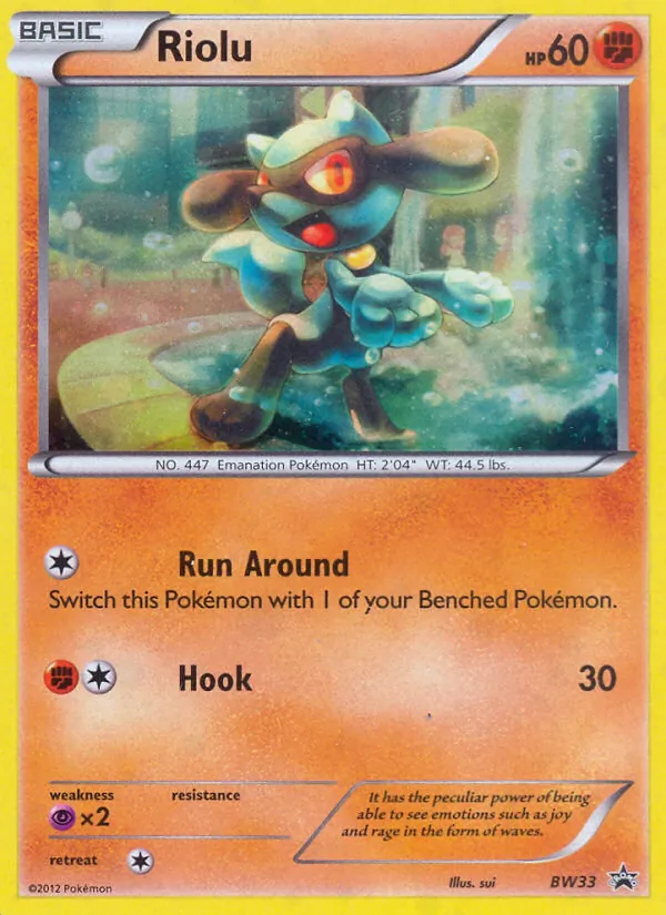 Carta Riolu, número BW33/101 da coleção BW Black Star Promos