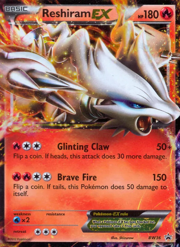 Carta Reshiram-EX, número BW36/101 da coleção BW Black Star Promos