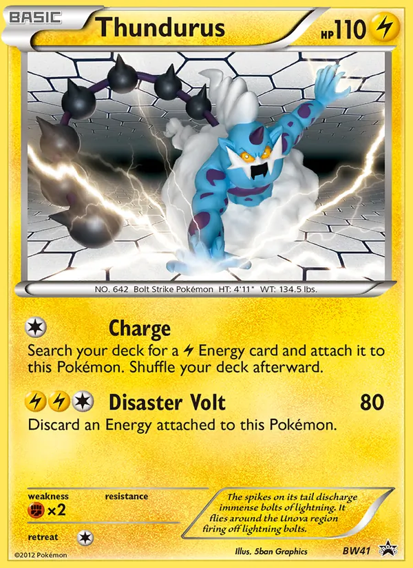 Carta Thundurus, número BW41/101 da coleção BW Black Star Promos