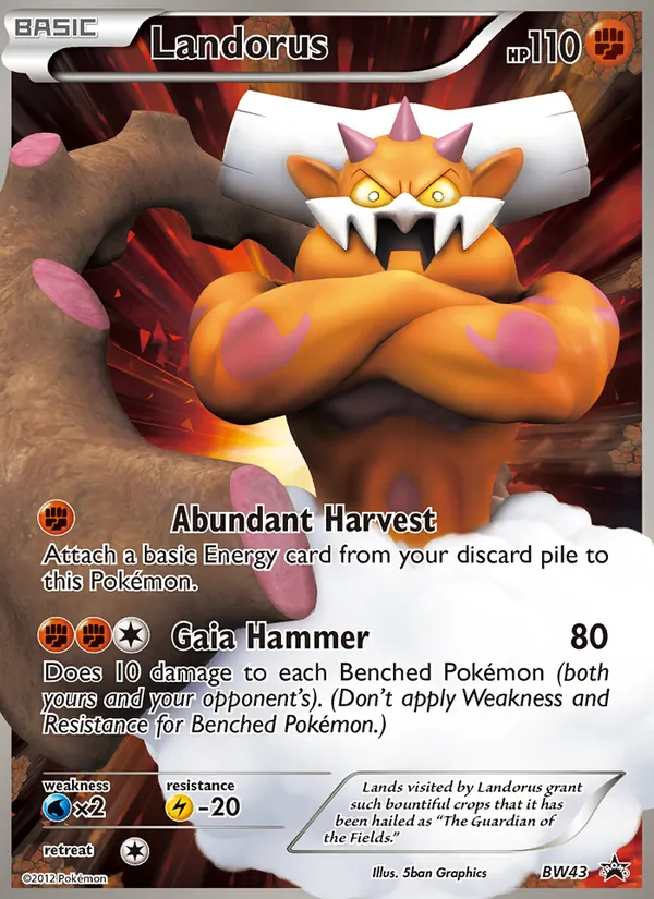 Carta Landorus, número BW43/101 da coleção BW Black Star Promos
