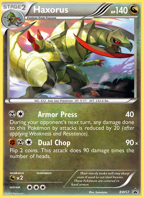 Carta Haxorus, número BW57/101 da coleção BW Black Star Promos