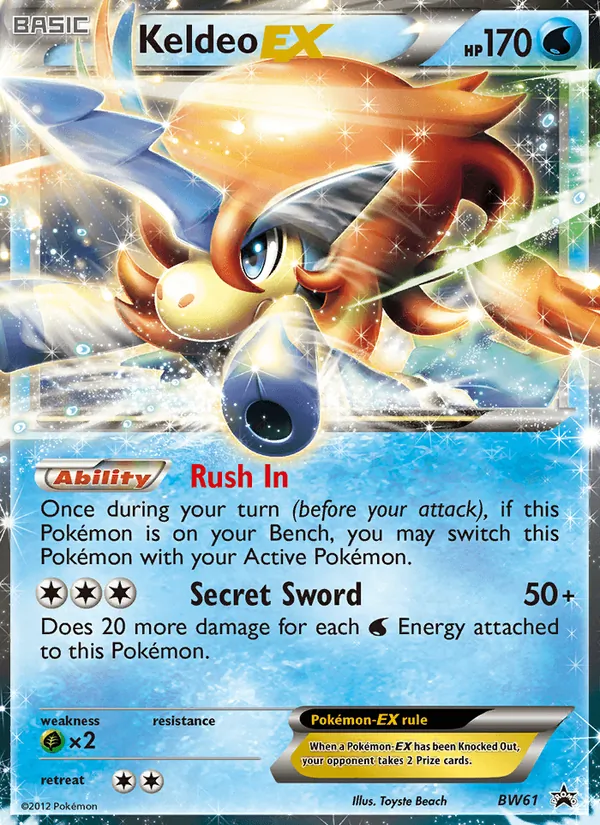 Carta Keldeo-EX, número BW61/101 da coleção BW Black Star Promos