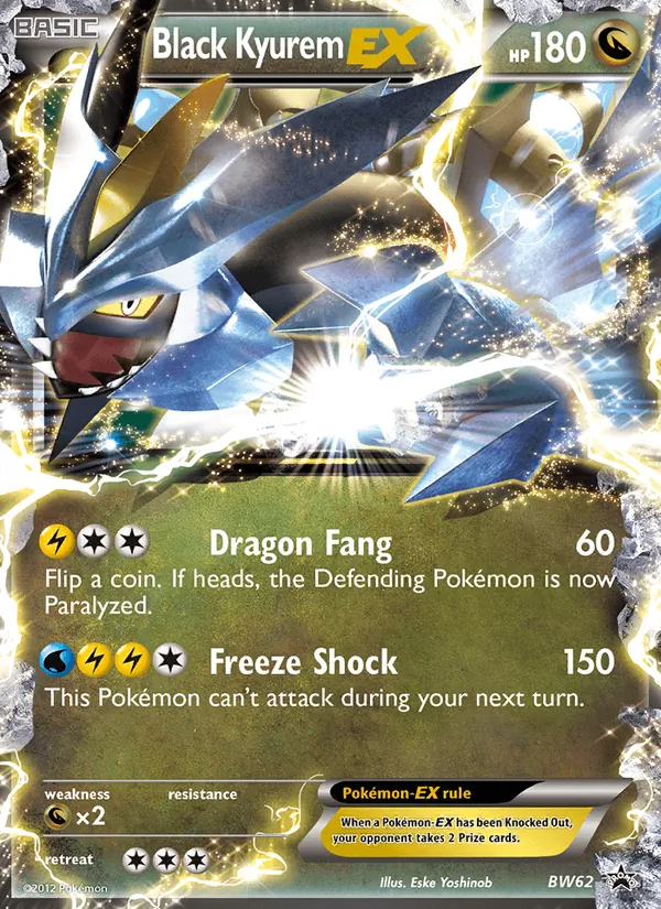 Carta Black Kyurem-EX, número BW62/101 da coleção BW Black Star Promos