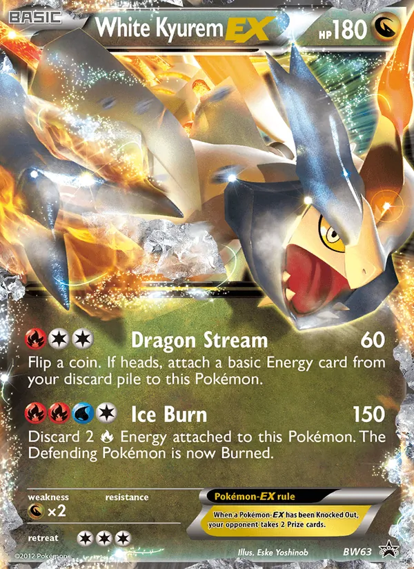 Carta White Kyurem-EX, número BW63/101 da coleção BW Black Star Promos