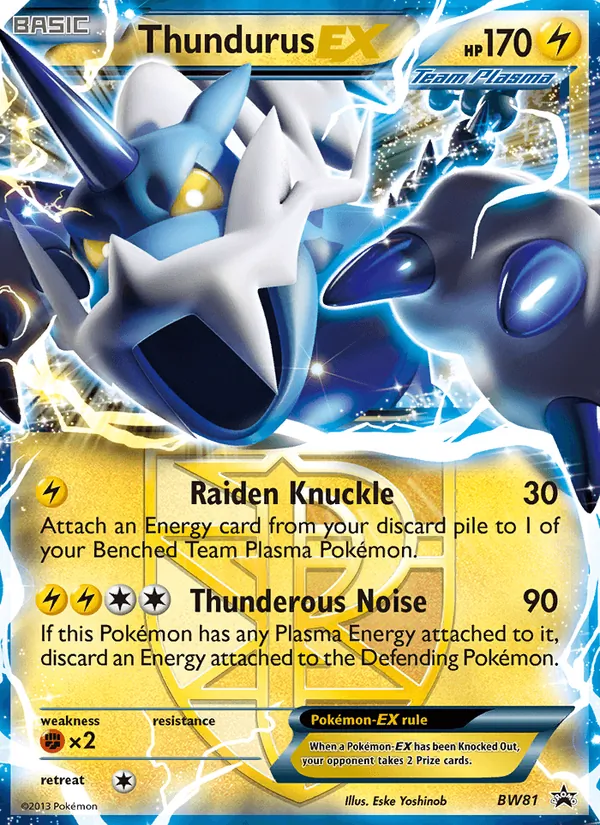 Carta Thundurus-EX, número BW81/101 da coleção BW Black Star Promos