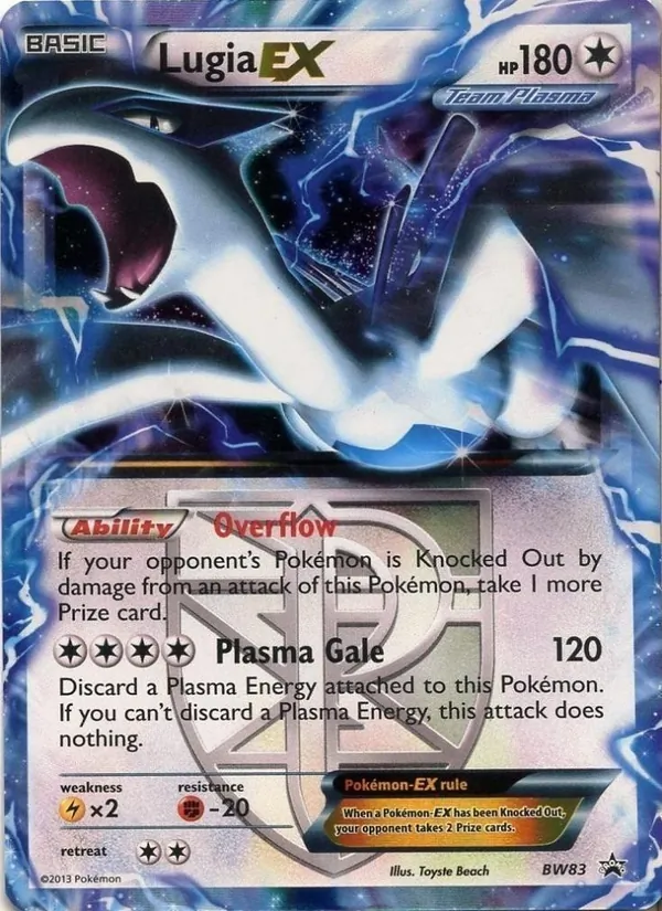 Carta Lugia-EX, número BW83/101 da coleção BW Black Star Promos