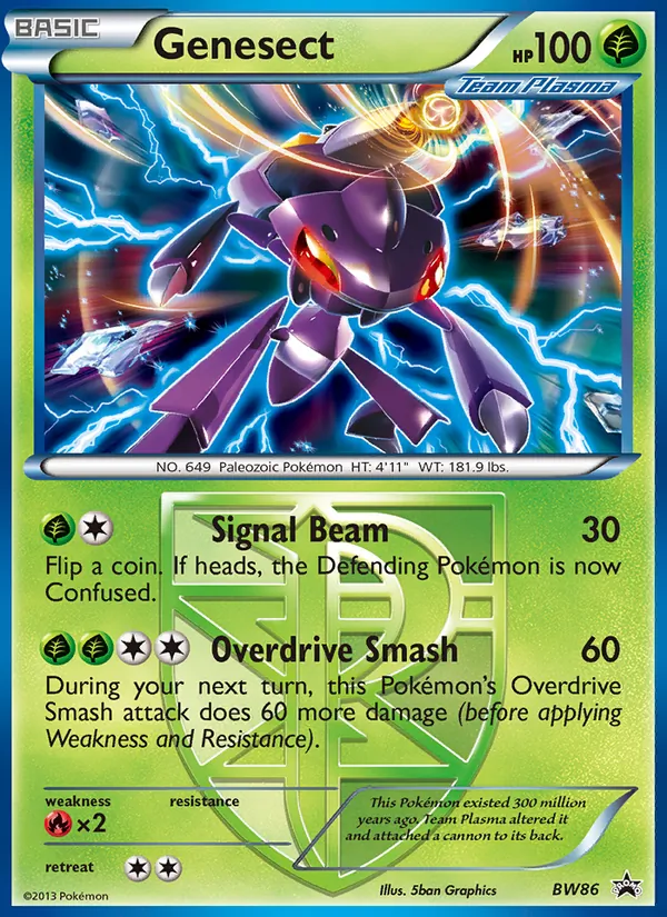 Carta Genesect, número BW86/101 da coleção BW Black Star Promos