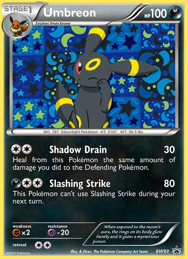 Carta Umbreon, número BW93/101 da coleção BW Black Star Promos