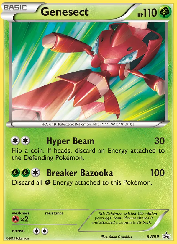 Carta Genesect, número BW99/101 da coleção BW Black Star Promos
