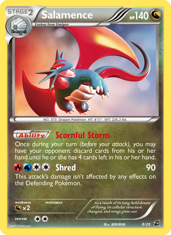 Carta Salamence, número 8/20 da coleção Cofre do Dragão