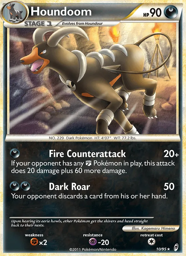 Carta Houndoom, número 10/95 da coleção Chamado das Lendas