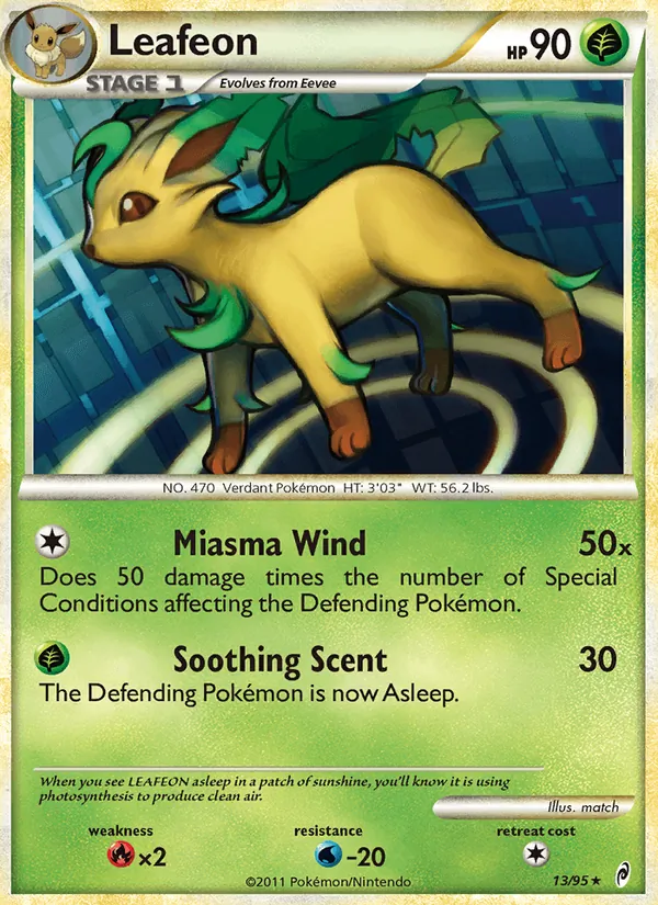 Carta Leafeon, número 13/95 da coleção Chamado das Lendas
