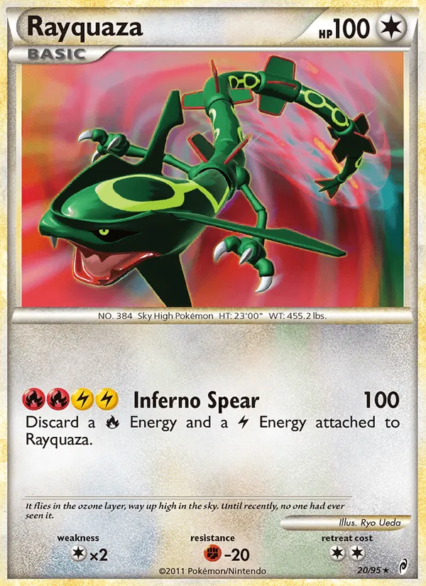 Carta Rayquaza, número 20/95 da coleção Chamado das Lendas