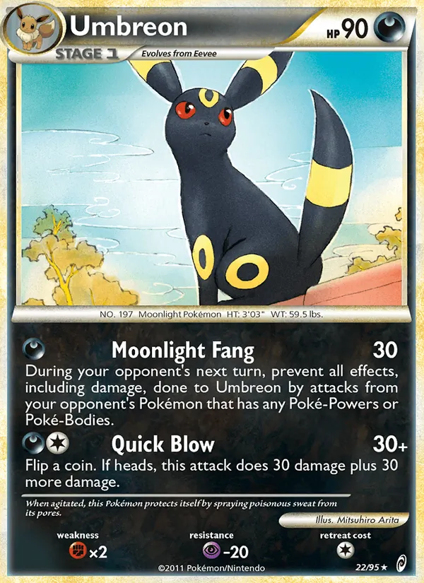 Carta Umbreon, número 22/95 da coleção Chamado das Lendas