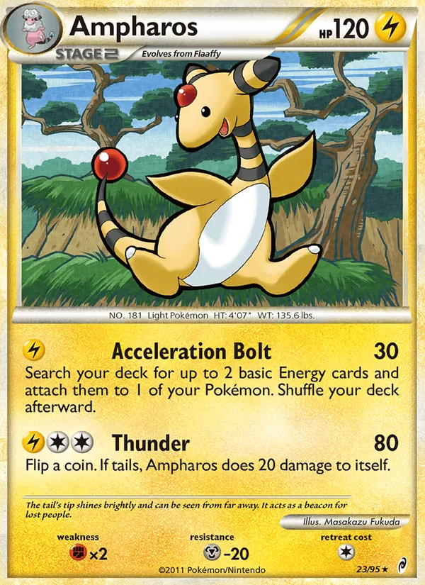 Carta Ampharos, número 23/95 da coleção Chamado das Lendas