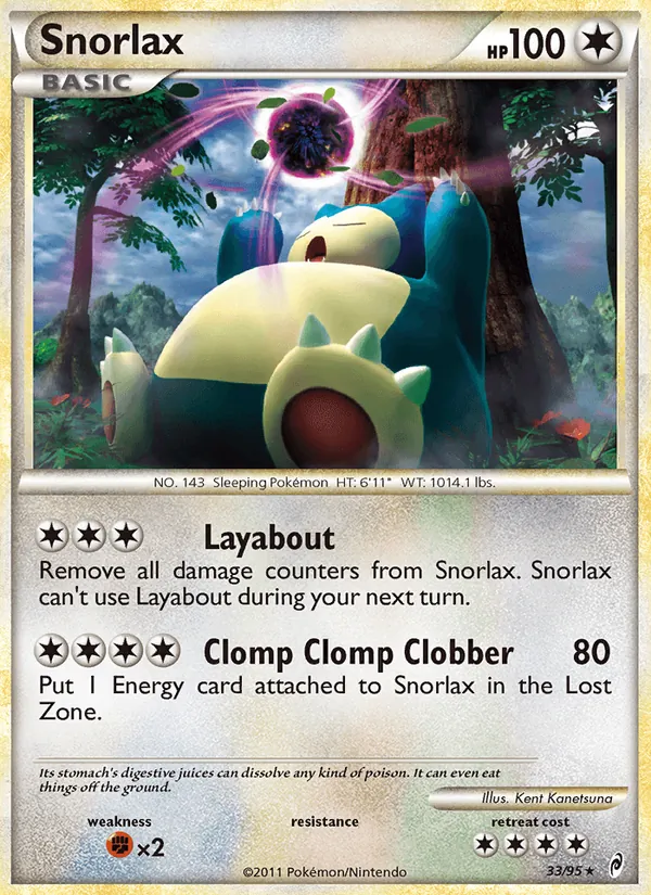 Carta Snorlax, número 33/95 da coleção Chamado das Lendas