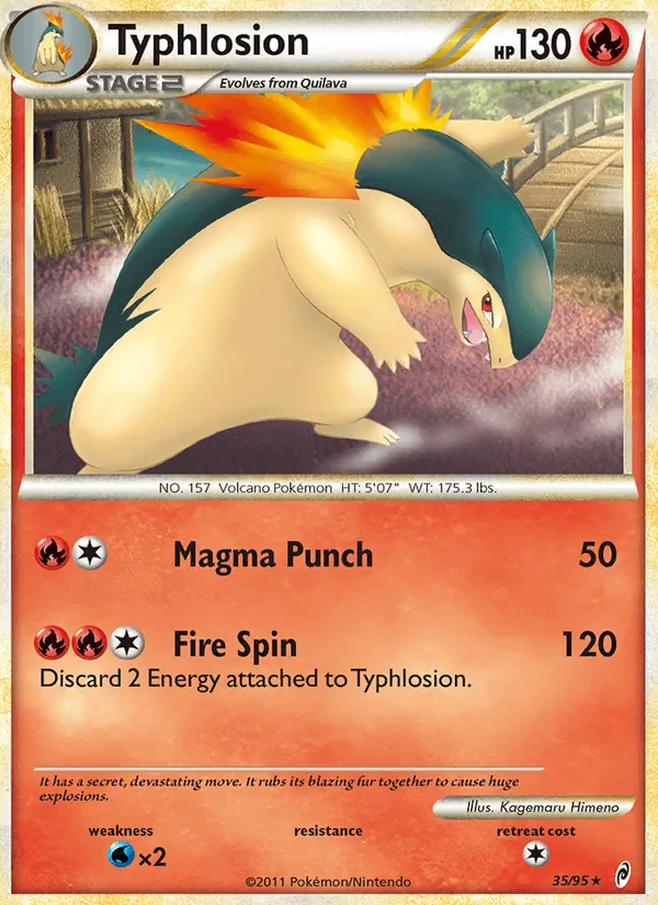 Carta Typhlosion, número 35/95 da coleção Chamado das Lendas