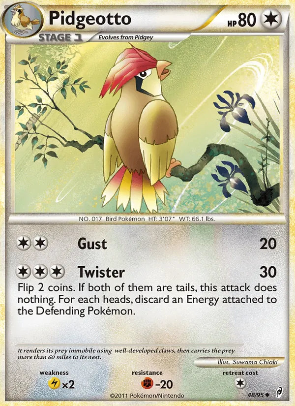 Carta Pidgeotto, número 48/95 da coleção Chamado das Lendas