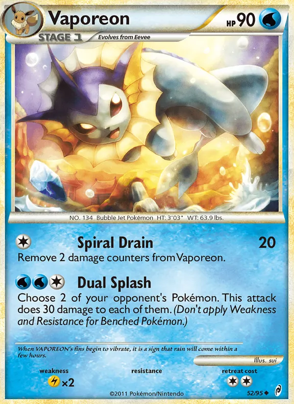 Carta Vaporeon, número 52/95 da coleção Chamado das Lendas
