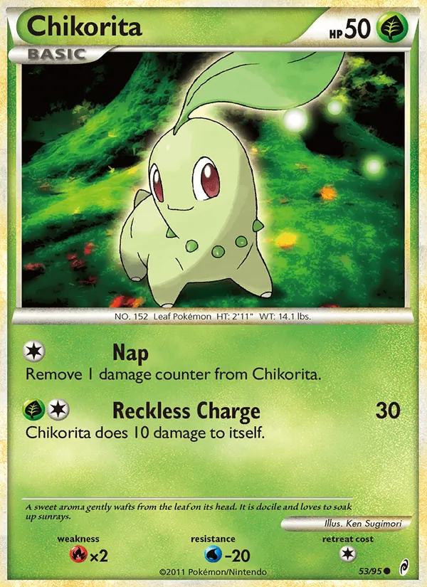 Carta Chikorita, número 53/95 da coleção Chamado das Lendas