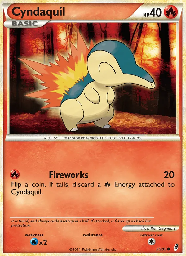 Carta Cyndaquil, número 55/95 da coleção Chamado das Lendas