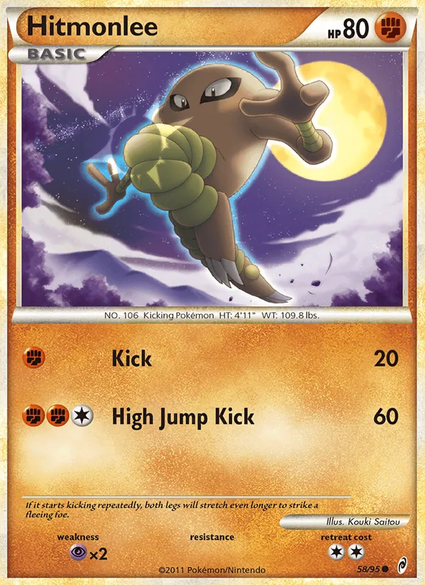 Carta Hitmonlee, número 58/95 da coleção Chamado das Lendas