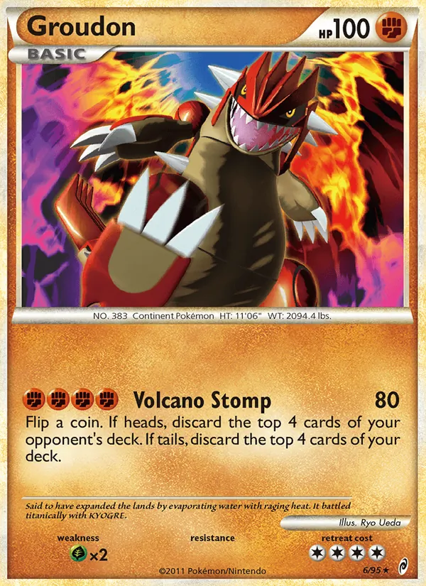 Carta Groudon, número 6/95 da coleção Chamado das Lendas