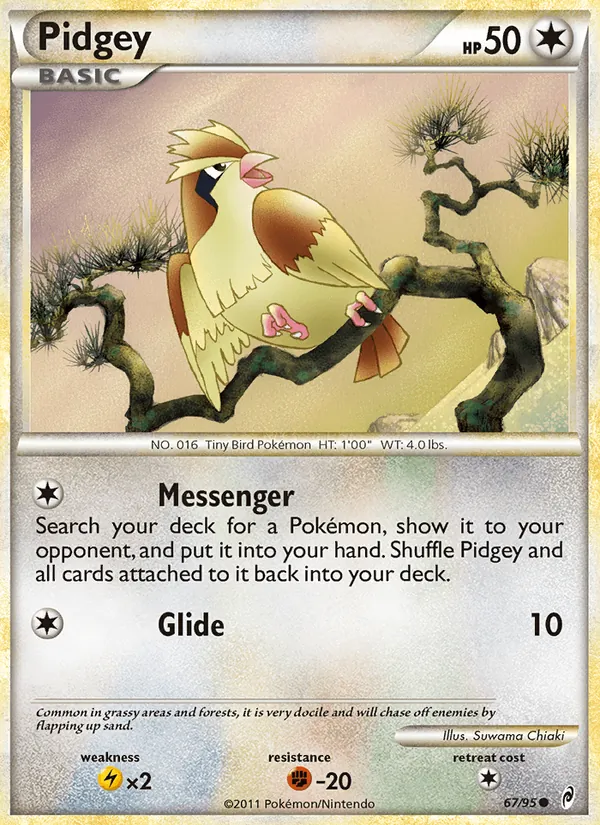 Carta Pidgey, número 67/95 da coleção Chamado das Lendas