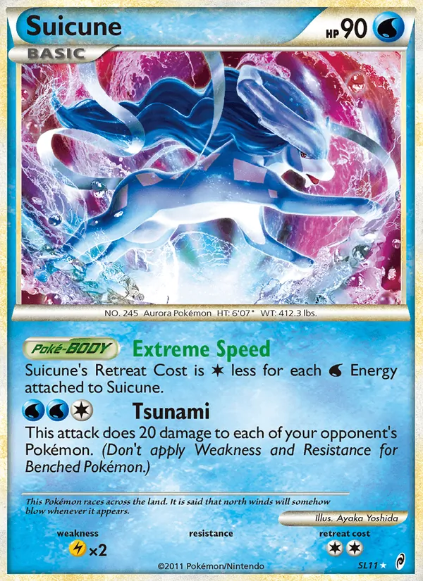 Carta Suicune, número SL11/95 da coleção Chamado das Lendas