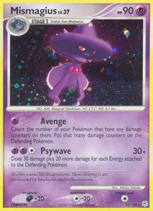 Carta Mismagius, número 10/130 da coleção Diamante & Pérola